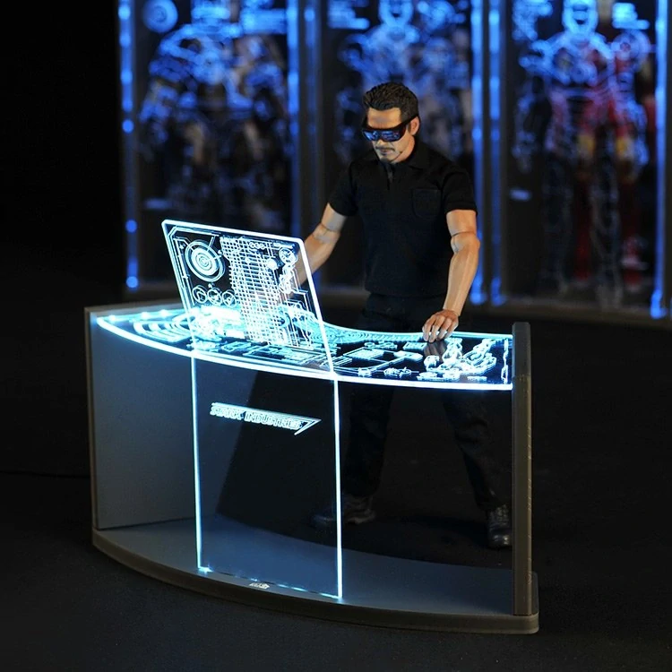 Diorama LED Light Up Stark Industries Workshop Test Desk 2.0 (Blue) 1/6