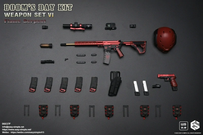 Zbraň pro 1/6 figurky Doom's Day Kit Weapon Set VI - Flame Serpent (Red)