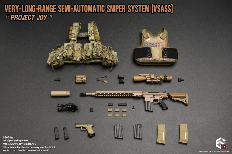 Zbraň pro 1/6 figurky Very Long Range Semi Automatic Sniper System VSASS Set - Project Joy FDE (Coyote)