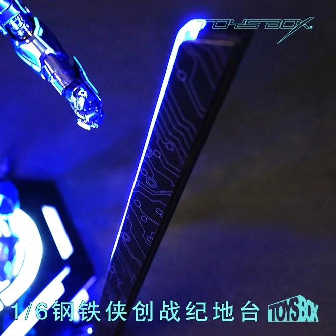 Diorama LED Light Up Neon Tech Iron Man Display Stand (Black) 1/6