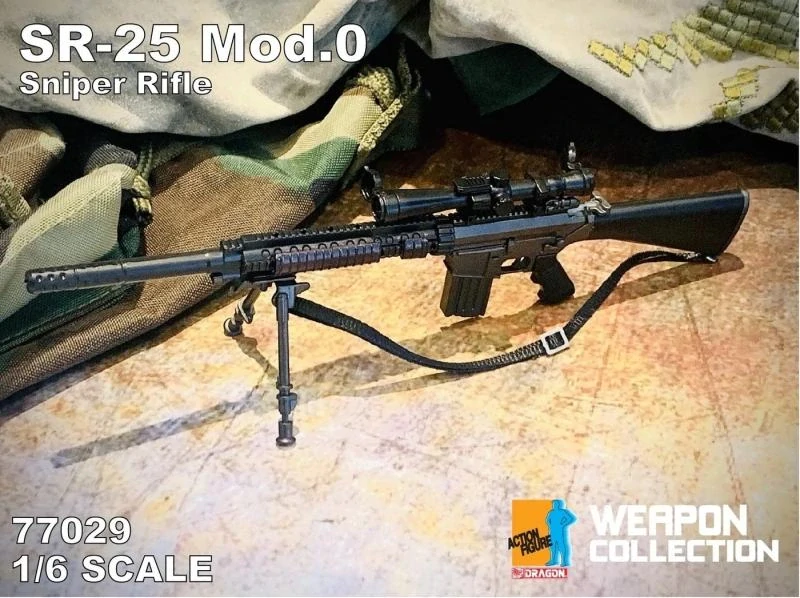 Zbraň pro 1/6 figurky SR-25 Mod0 Sniper Rifle (Black)